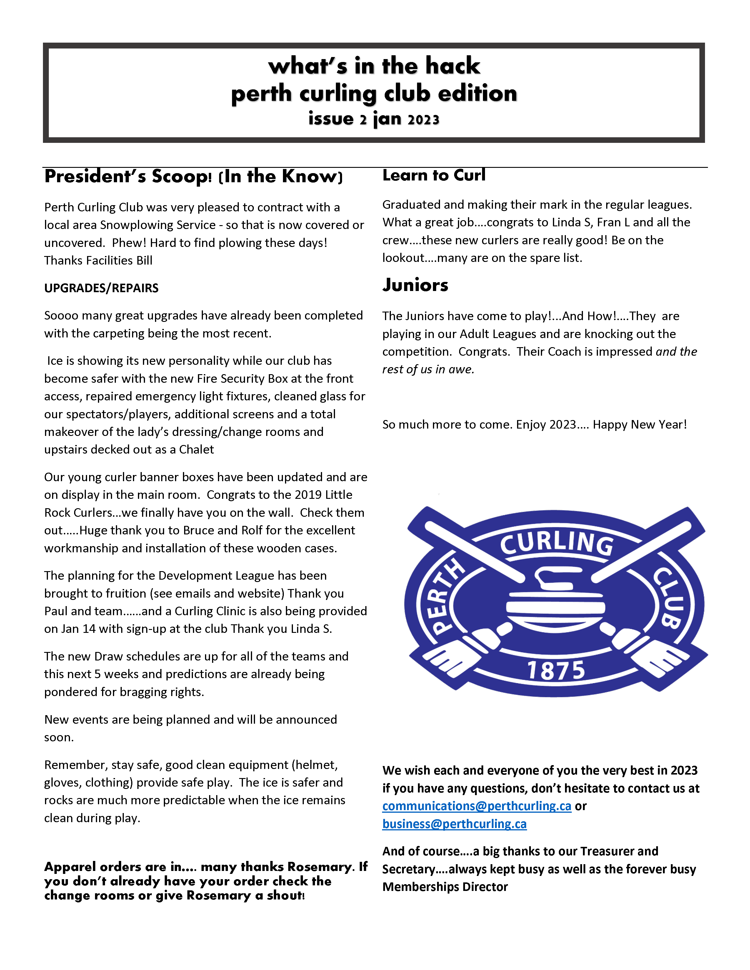 JAN 2023 PUBLISHED NEWS LETTER WHATS IN THE HACK Page 2